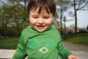Thanks to Brazil's flag and this awesome T-Shirt, his favorite color has been green! 